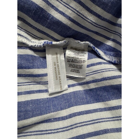Loft Striped Ruffle Wrap Skirt Linen Blue White Striped Preppy Size 0 NWT - Picture 7 of 7